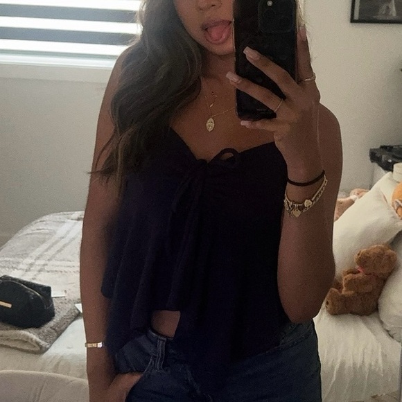 Navy Blue Women's Blouse - Picture 3 of 3